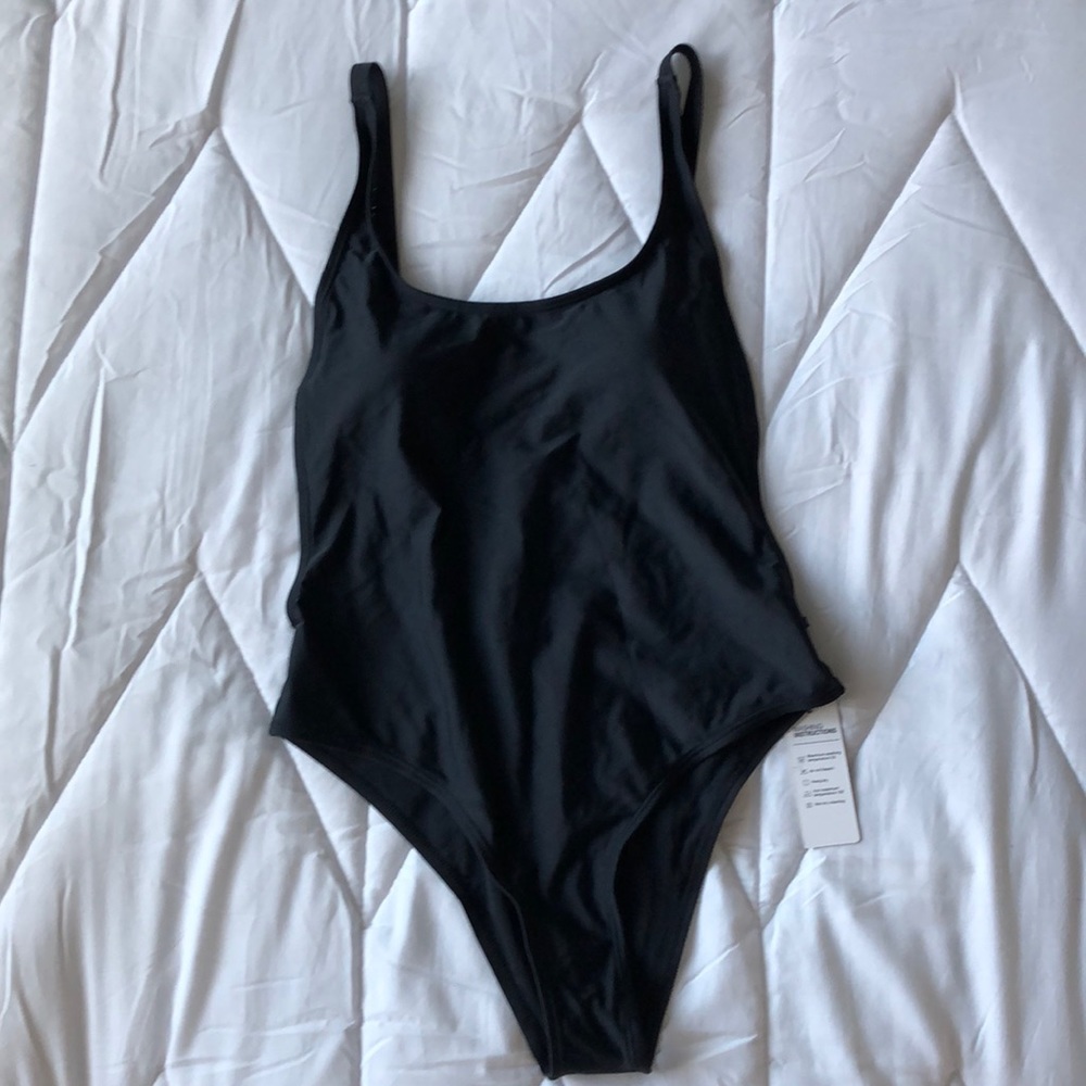 Black one piece bathing suit
